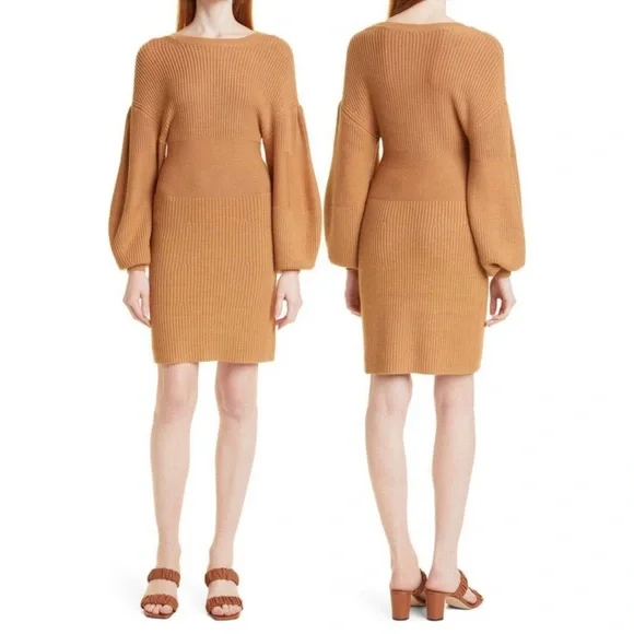 STAUD | Dresses | Staud Merylbone Camel Sweater Dress Size M Knee Length  Dress | Poshmark